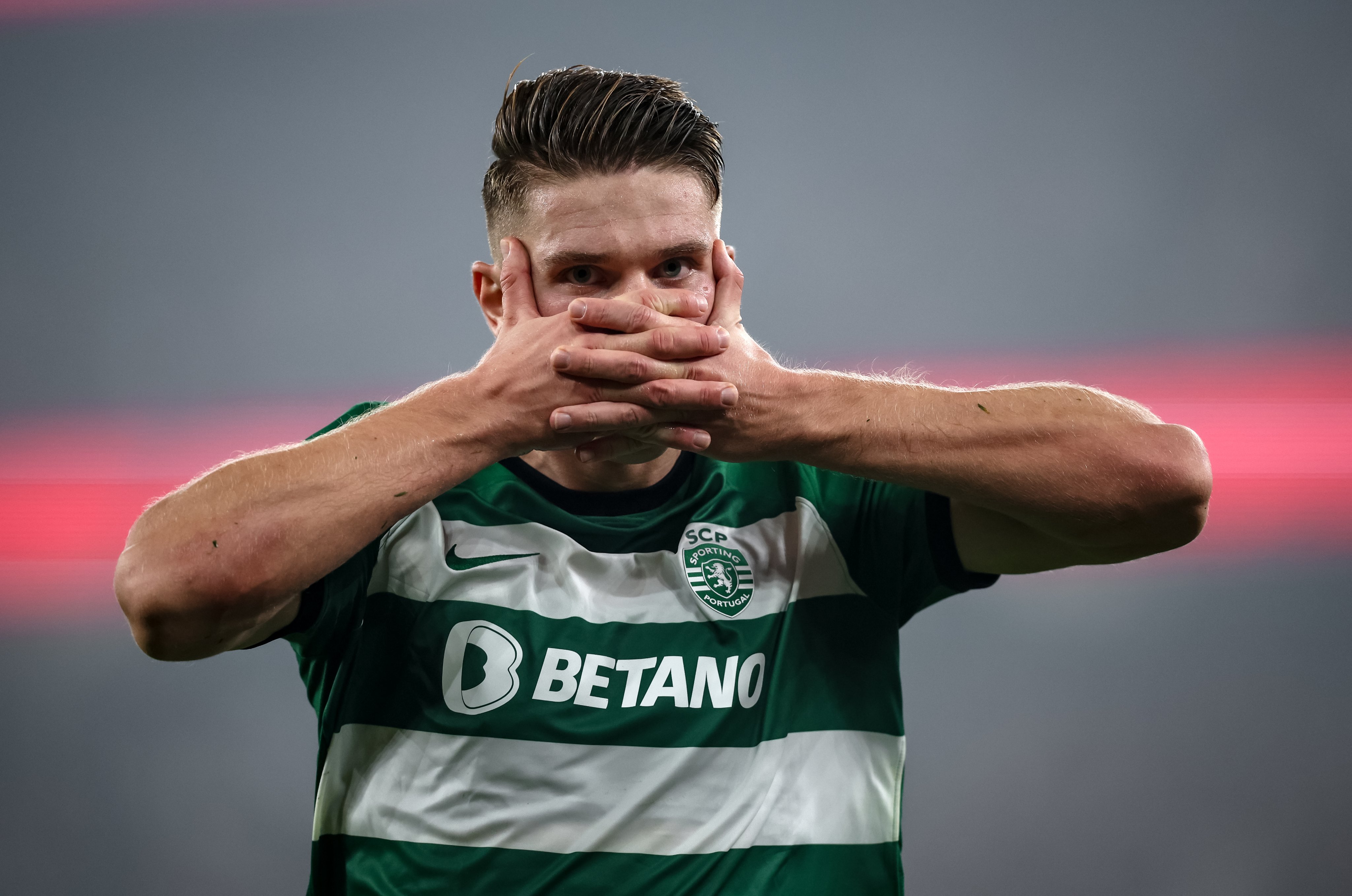 Viktor Gyökeres celebrando el primer y único gol del Sporting CP. Fuente: Sporting CP