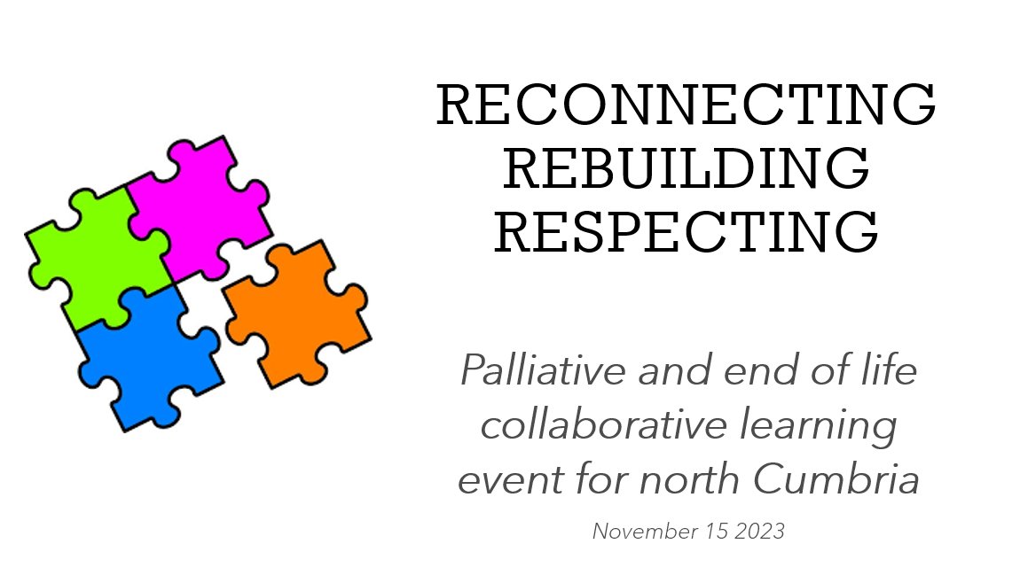 Excited about an end of life #collaborative learning event this week. Planned with colleagues across north Cumbria we'll hear from the brilliant <a href="/drkathrynmannix/">Kathryn Mannix</a> + look at what works well and what could be better
<a href="/Elainecrooks1/">Elaine Crooks</a> <a href="/debbie1mckenna/">debbie</a> <a href="/Boost_NENC/">Boost Learning and Improvement Community</a>

#learning #improvement