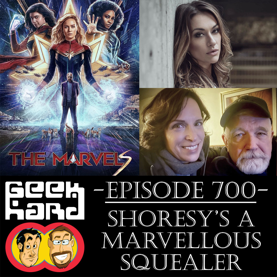 Now available #geekhardshow EP 700 - Shoresy's a Marvelous Squealer
.⁠
bit.ly/47tpvQt
.
Originally Aired: 11/10/23 – We review #TheMarvels. We talk with actor @TasyaTeles of @Shoresyhockey and also with @AndyRArmstrong and #DanielleBurgio of #Squealer.