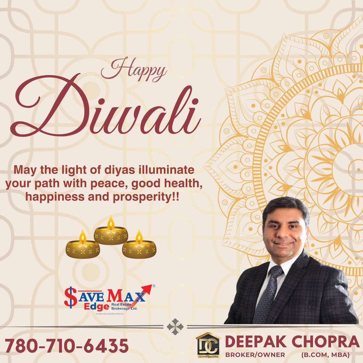 dchopra318's tweet image. May the light of diyas illuminate your path with peace, good health, happiness and prosperity!! 

Happy Diwali!!!

Deepak Chopra 
Broker/Owner
Save Max Edge

#savemaxedge #diwali #festival #celebration #prosperity
