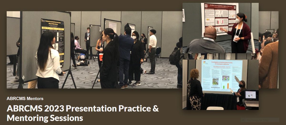 MARCmatters's tweet photo. Welcome #ABRCMS2023 Students/Trainees! Presentation Practice rooms and 1:1 mentoring sessions are available again this year! Practice independently (on your own) or sign up for a 30-minute practice session with an ABRCMS Mentor. More info/sign up at https://t.co/uEl3Rx74iz https://t.co/bu42reDgJl