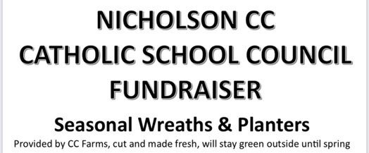 Wreath and planter pickup tomorrow (Monday Nov 13th) from 5-7pm!  Pickup is at St Mike’s.