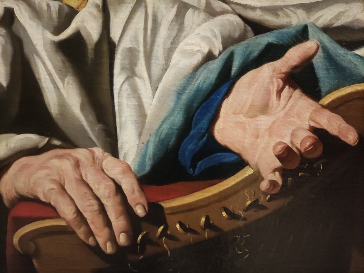 Le vieux roi David présente à Dieu la harpe avec laquelle il soulageait jadis l'âme de Saül.
Tableau provenant du couvent des Doctrinaires à Paris, nationalisé en 1789, envoyé au Musée de Marseille en 1802.
Matthias Stomer, Le roi David, huile sur toile, v. 1635. Marseille, MBA.