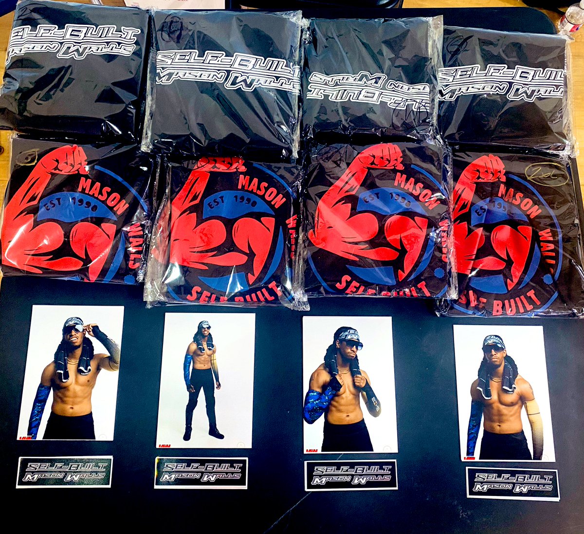 DeanCurtisDkc's tweet photo. Become a #SelfBuiltCrew member Get your #Selfbuilt merch we have selected sizes left until our next batch so get your @MasonWalls90 shirts, 8x10, stickers today! Help Mason keep being able to afford my services 💪🏾🖤💛 #SBC #indiwrestler #support #IAW #SWA #DMV #shadygrove #LAC https://t.co/WDZUgbNuXJ