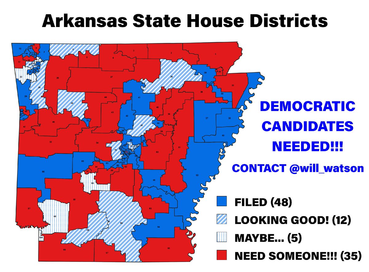The red areas need Dems to put their name on the ballot so there's a choice. Hell, file just to annoy the R candidate by being obnoxious online. Run like you are a reporter on The Daily Show. Or run in name only by just having your name as the other choice on the ballot. #arpx
