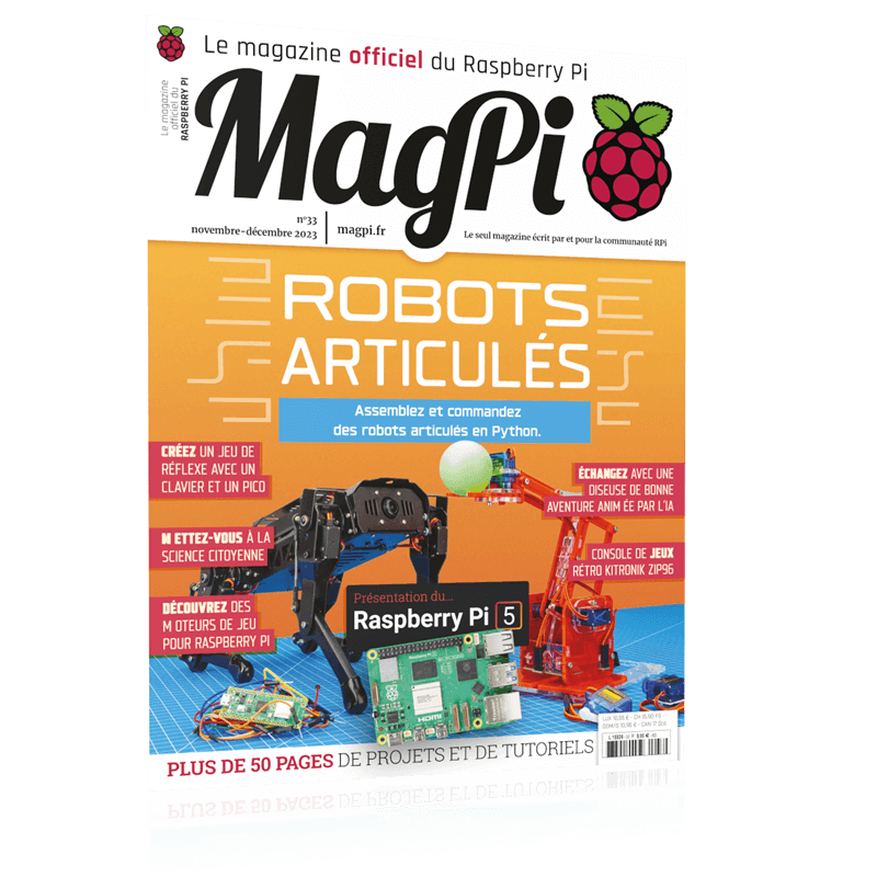 MAGPI NOVEMBRE-DÉCEMBRE EST DISPONIBLE
Le dernier numéro est de nouveau rempli de nouveautés, de rapports de tests, de guides pratiques et d'un grand nombre de projets DIY.
ow.ly/Y2uC50Q6KO7
#magpi #raspberrypi #raspberrypi5 #electronique