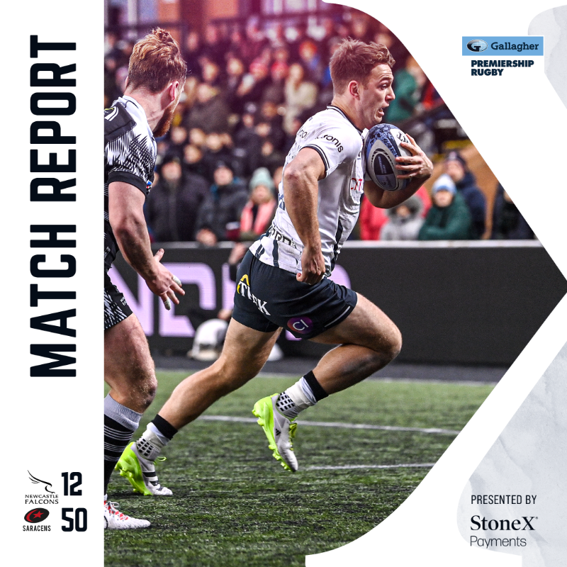 Saracens's tweet photo. 🗞️ | Dominant Sarries put Falcons to the sword.

Read our report from Kingston Park 👇

#YourSaracens💫 
@StoneX_Payments