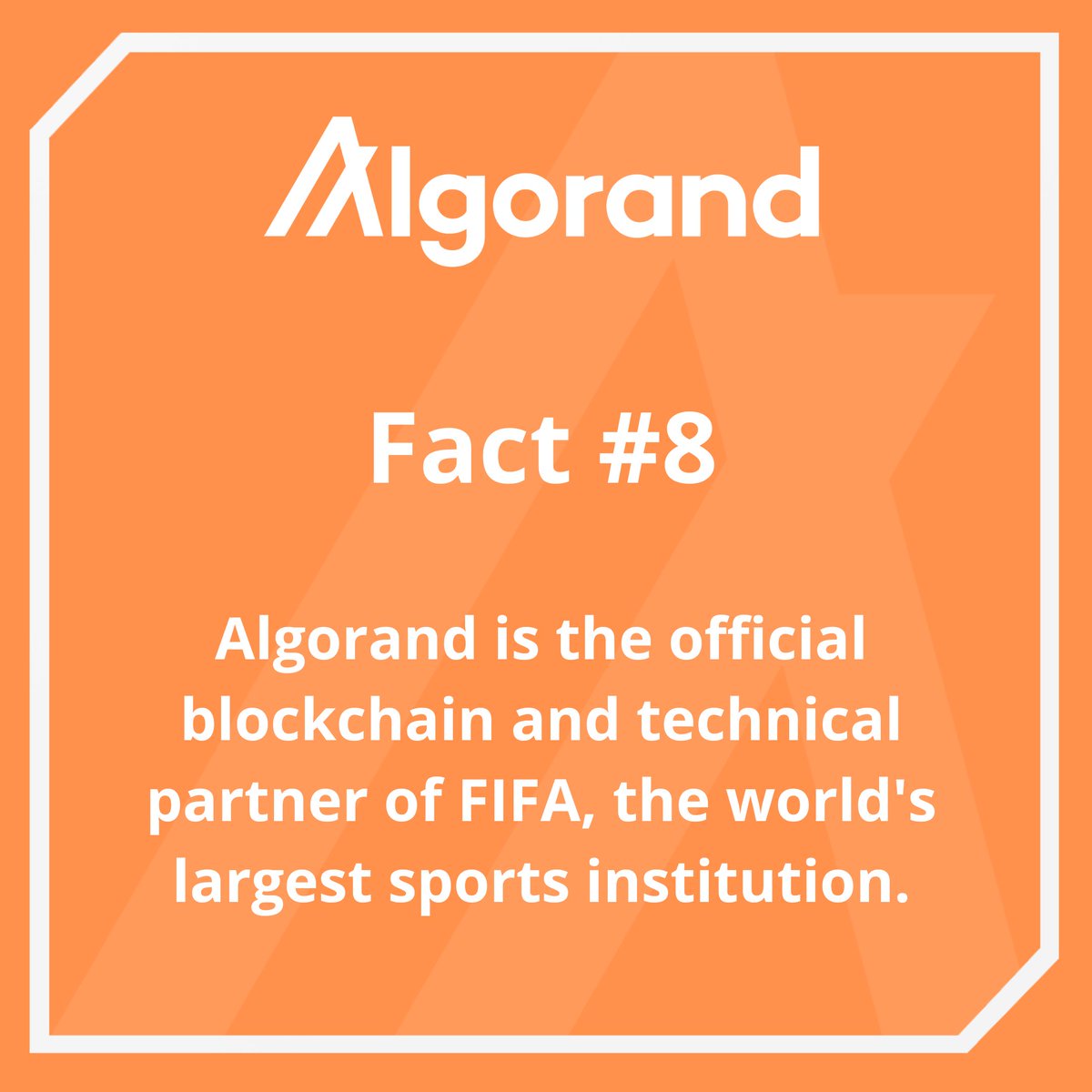 ✅ Fact #8: $ALGO 🤝 FIFA

👉 Since May 2022, #Algorand has been <a href="/FIFAcom/">FIFA</a>'s exclusive official blockchain and technical partner.

FIFA personally selected Algorand for a long-term partnership after conducting their own research.

@FIFAPlusCollect has already sold +910,000 NFTs.