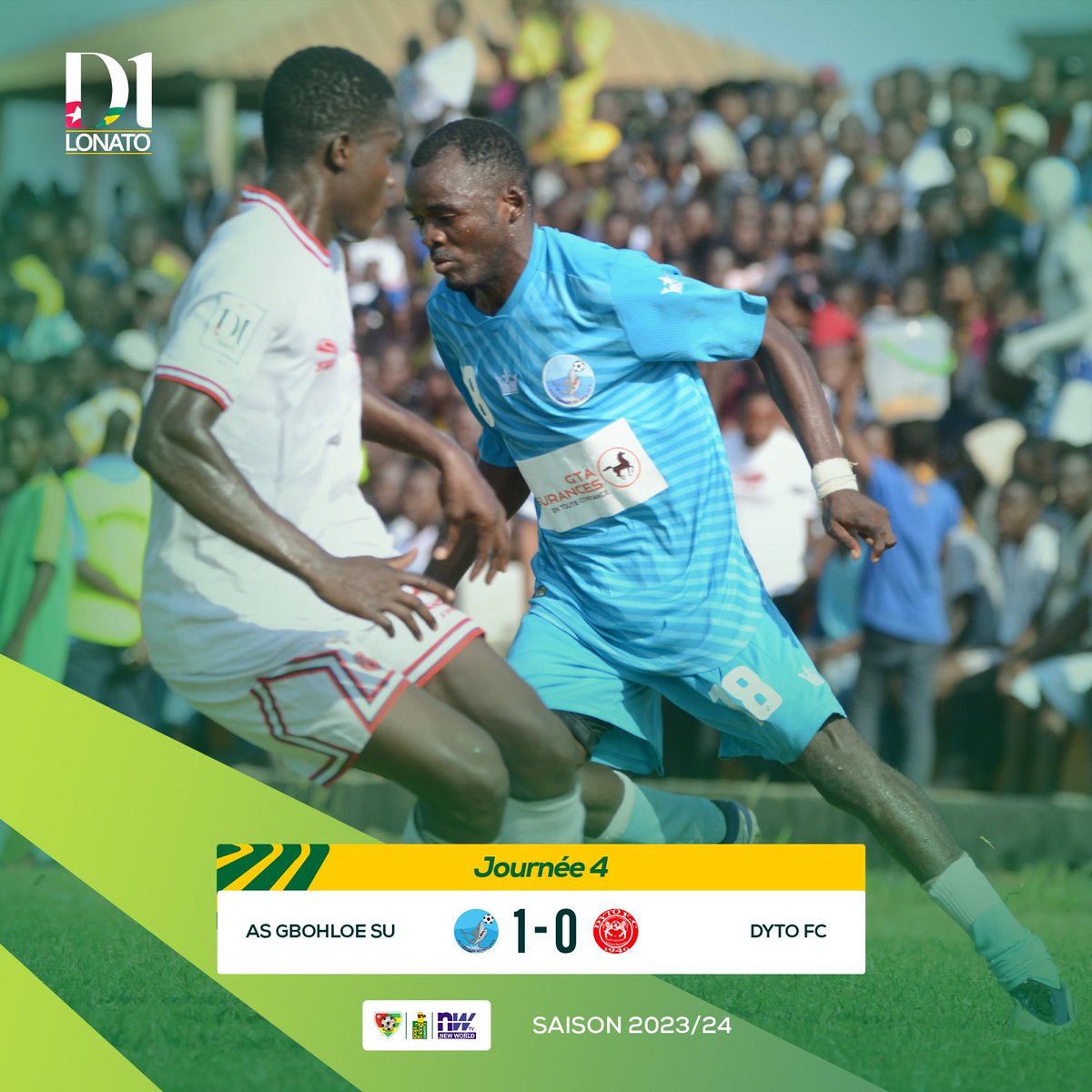 FtfTogolaise's tweet photo. #D1LONATO

➡️#Gbohloe-su des Lacs bat 1 but à 0 #DYTO de Lomé https://t.co/hu8mtotmrx