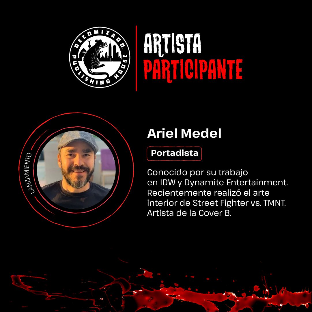 Otro #talentomexicano que ha triunfado en el cómic independiente es @arielmedelart  y fue el creador del homenaje a “torment” de nuestra portada B. Desde #Croacia se hizo posible esta colaboración.

#DecomixadoPublishingHouse #ElChupacabrasRenacimiento #ComicsMexicanos