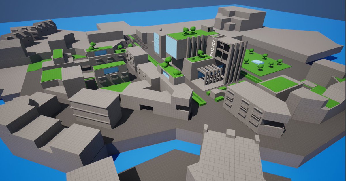 RyzhkovSlava's tweet photo. Small part of semi open world map build in few days with emphasis on brutalistic architecture made for personal project. #LevelDesign #blockoctober https://t.co/pH2EZmzAy5