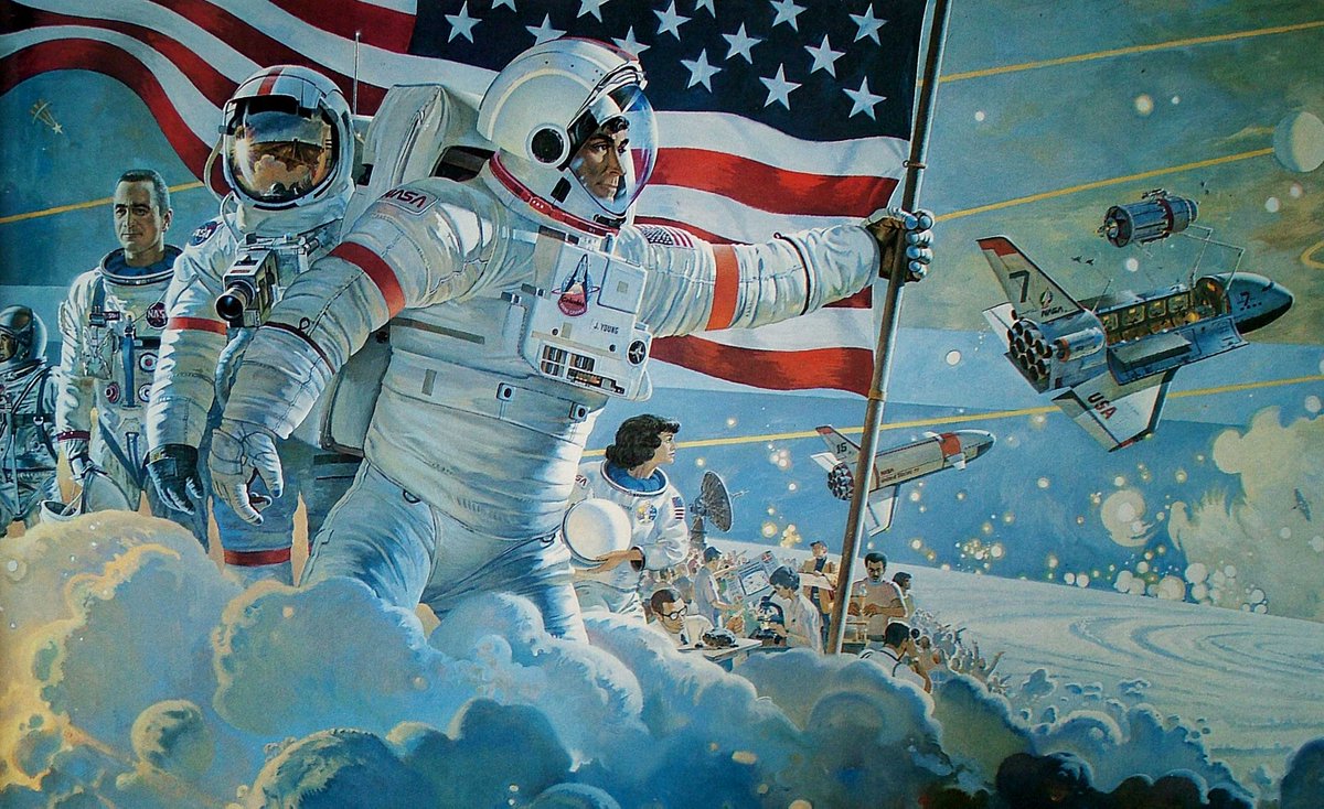 OultrePlus's tweet photo. 🖌️🌠 McCall nous a laissé une œuvre riche de scènes spatiales emblématiques. À travers ses peintures, nous ressentons l'appel de l'inconnu et l'esprit pionnier de l'humanité. #ExploreTheSpace #McCallArtwork https://t.co/gv47rifw6c