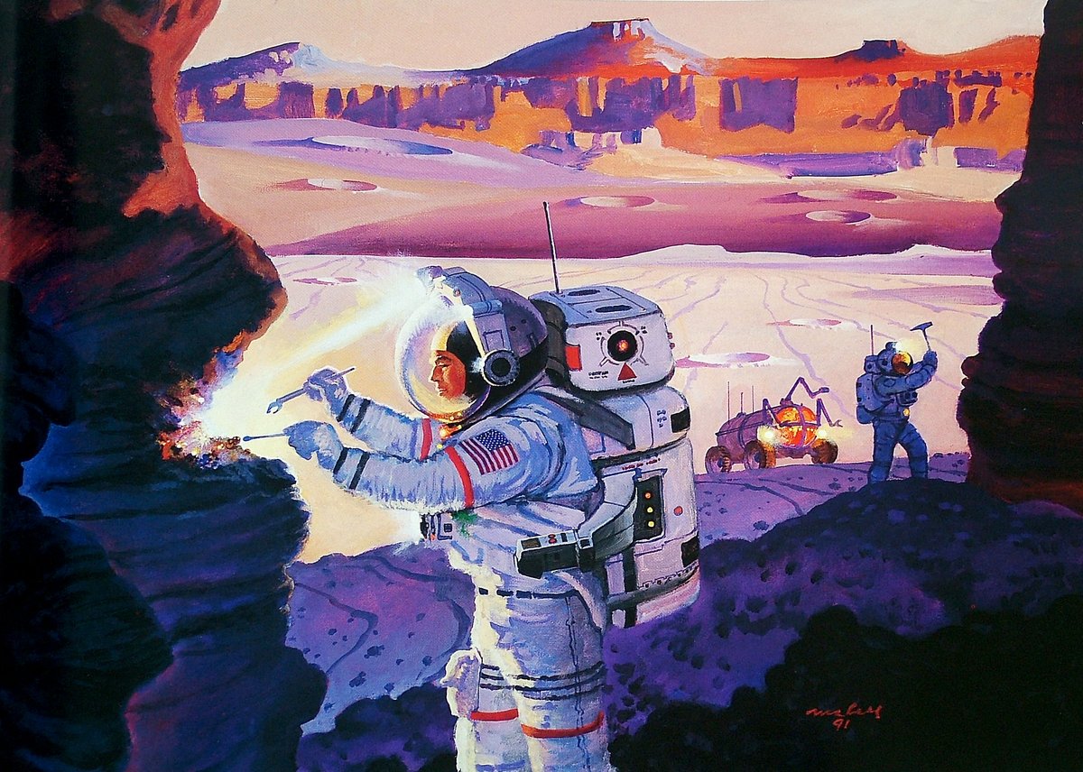 OultrePlus's tweet photo. 🖌️🌠 McCall nous a laissé une œuvre riche de scènes spatiales emblématiques. À travers ses peintures, nous ressentons l'appel de l'inconnu et l'esprit pionnier de l'humanité. #ExploreTheSpace #McCallArtwork https://t.co/gv47rifw6c