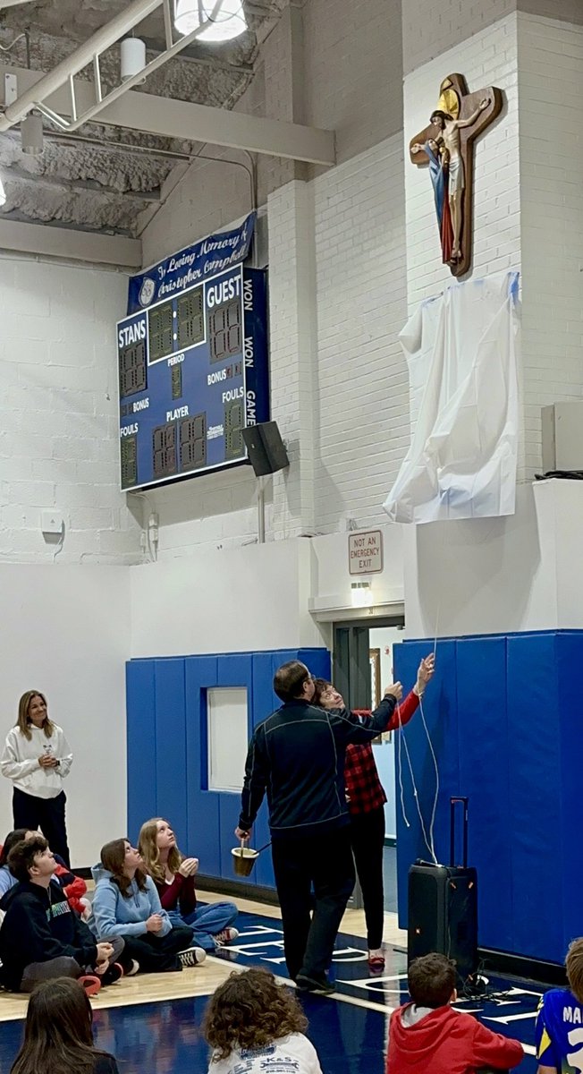 Mater Dei CS (@mater_dei_cs) on Twitter photo We gathered for a blessing of a new crucifix by Father Sean and unveiling by Miss McCaughan in the MD gym. This crucifix was made possible through our students’ fundraising efforts through dress down days, bake sales, and a gift from the class of 2023. <a href="/AOPS_Schools/">Archdiocese of Philadelphia Schools</a> We gathered for a blessing of a new crucifix by Father Sean and unveiling by Miss McCaughan in the MD gym. This crucifix was made possible through our students’ fundraising efforts through dress down days, bake sales, and a gift from the class of 2023. <a href="/AOPS_Schools/">Archdiocese of Philadelphia Schools</a>