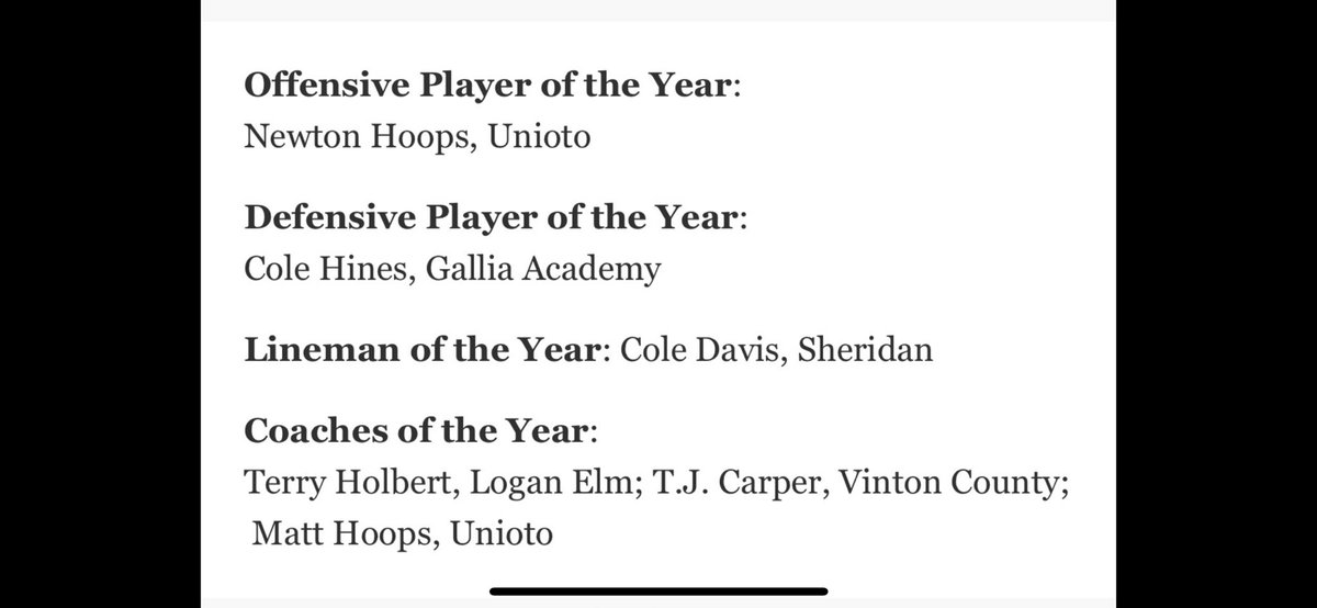 Truly thankful to be on Division IV Southeast District 1st Team All-Offense, as well as lineman of the year!!