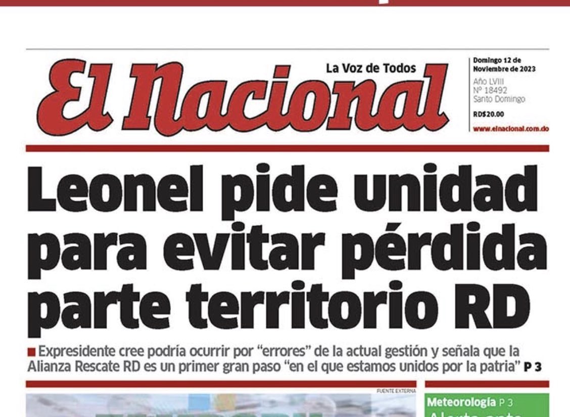 NicolasCaldeG's tweet photo. Las declaraciones del expresidente @LeonelFernandez reflejan un claro llamado a la unidad y la colaboración en un momento crítico para la República Dominicana. Destacar la importancia de superar las diferencias y trabajar juntos en beneficio del país es un mensaje positivo que resalta la responsabilidad y el compromiso con el bienestar de la nación.

El reconocimiento de que el momento requiere unidad para evitar que los errores actuales afecten incluso la integridad territorial es un llamado patriótico y demuestra una visión de liderazgo orientada hacia el interés nacional por encima de las disputas partidistas.

La alianza electoral entre la @FPcominica, @PLDenlinea y @miprd, abarcando un amplio espectro territorial, subraya el alcance y la relevancia de esta coalición. Al lograr acuerdos a nivel municipal en un gran número de alcaldías y direcciones de juntas de distritos municipales, la alianza demuestra una capacidad para unificar esfuerzos y tener una presencia significativa en todo el país.

El hecho de que el expresidente Fernández describa esta alianza como un "hecho patriótico" es clave, ya que resalta la importancia de poner los intereses del país por encima de las diferencias partidistas. Este enfoque colaborativo genera confianza en la población, mostrando que los líderes políticos están dispuestos a trabajar juntos para abordar los desafíos y construir un mejor futuro para nuestra nación.

La necesidad de la unidad en este momento tan crucial para nuestra patria, destaca la importancia de la alianza #RescateRD como un esfuerzo en conjunto para superar obstáculos y construir un país más fuerte y con mayores oportunidades de prosperidad y de bienestar para todos, no solo para unos pocos.

¡El cambio es posible y ya está en marcha! 

#RescateRD
#LeonelFernandez
#DaniloMedina
#MiguelVargasMaldonado
#FuerzaDelPueblo
#PartidoDeLaLiberacionDominicana
#PartidoRevolucionarioDominicano
#UnidosPorElCambio
#VolvamosPa’Lante
#HayQueCambiarElCambio
#ElcambioSeVa
#SeVan