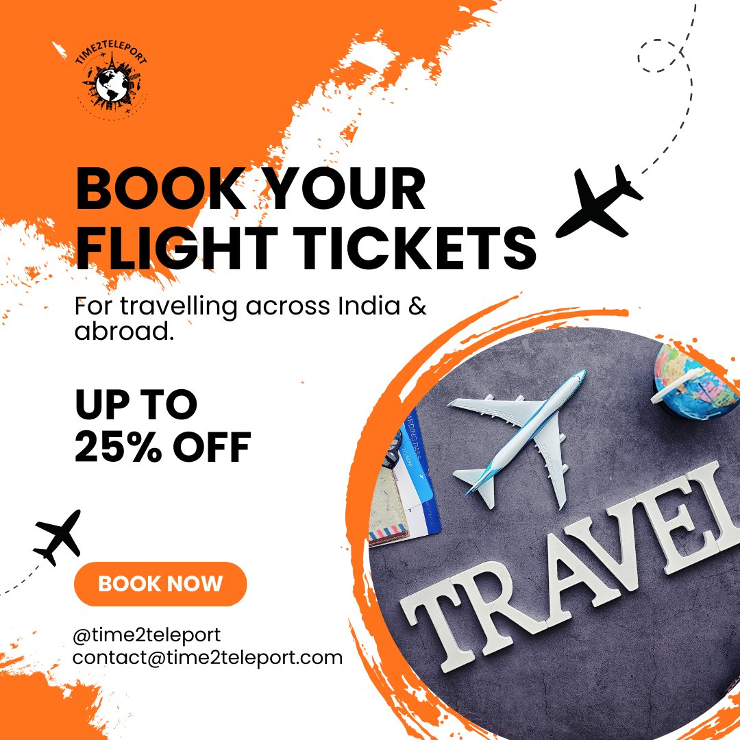 Fly high, pay less! 🚀 Book your flight tickets through Time2teleport and enjoy exclusive discounts of up to 25%. Your journey, your way.

Follow @time2teleport to Explore More

#Time2teleport #TravelDreams #FlightDeals #TravelGoals #FlightDiscounts #AdventureAwaits #Fly