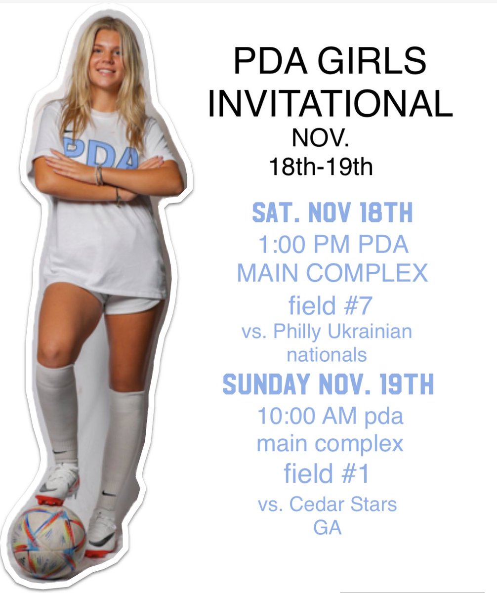 Bailey Olson 2025 (@bailey3olson) on Twitter photo So excited for my first showcase of the season at PDA! 🏆✔️⚽️ Come watch ⬇️⬇️⬇️
<a href="/ImYouthSoccer/">ECNL/GA/Recruiting/College Soccer</a> <a href="/TAProfileAPP/">TAP APP</a> <a href="/UncommittedGrls/">UNCOMMITTED GIRLS for 🇺🇸 #CollegeSoccer</a> So excited for my first showcase of the season at PDA! 🏆✔️⚽️ Come watch ⬇️⬇️⬇️
<a href="/ImYouthSoccer/">ECNL/GA/Recruiting/College Soccer</a> <a href="/TAProfileAPP/">TAP APP</a> <a href="/UncommittedGrls/">UNCOMMITTED GIRLS for 🇺🇸 #CollegeSoccer</a>