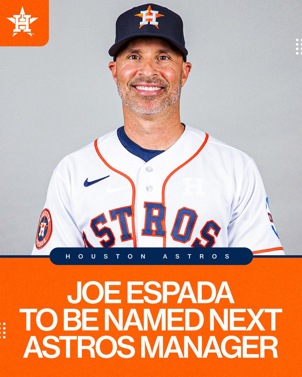 Joe Espada will reportedly be named new manager of the Astros, per MLB.com's <a href="/brianmctaggart/">Brian McTaggart</a>.