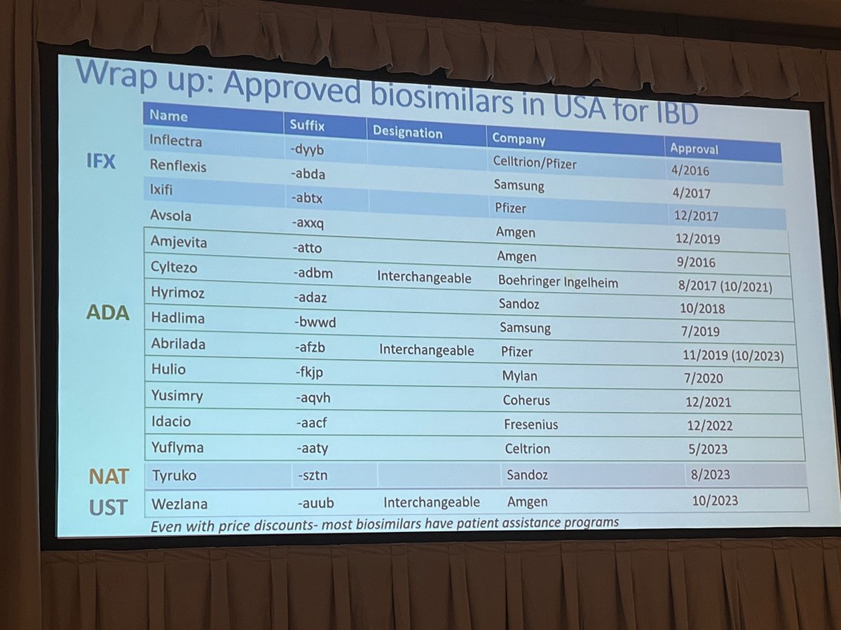 Biosimilars in IBD 💉- a comprehensive list by <a href="/Realcecum/">Fernando Velayos MD MPH</a> <a href="/ucsfibd/">UCSFIBD</a> 
A great reference slide