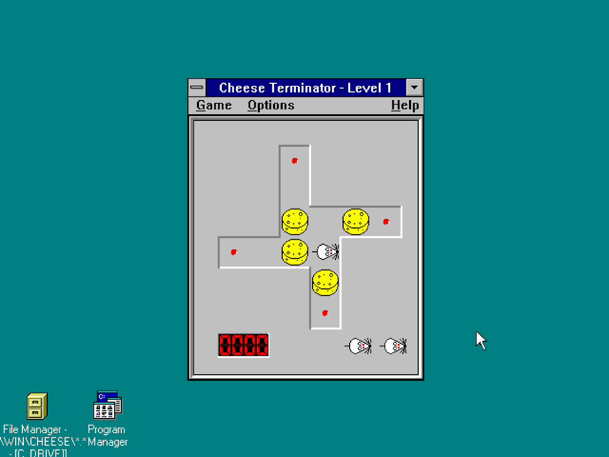 dosnostalgic's tweet photo. Cheese Terminator (Windows 3.x, 1992) #NotDOS https://t.co/dK5VIf375Y