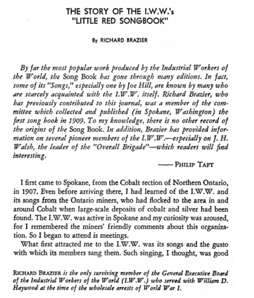 CharlieAngusNDP's tweet photo. The @iww  "little Red songbook" has inspired union drives and  picket lines for well over a century. 
The book was partially inspired by the revolutionary songs sung by Cobalt miners. 
They fought for a better world.
I write about this in my book Cobalt:Cradle of the Demon Metals https://t.co/qPdsNnSzCX