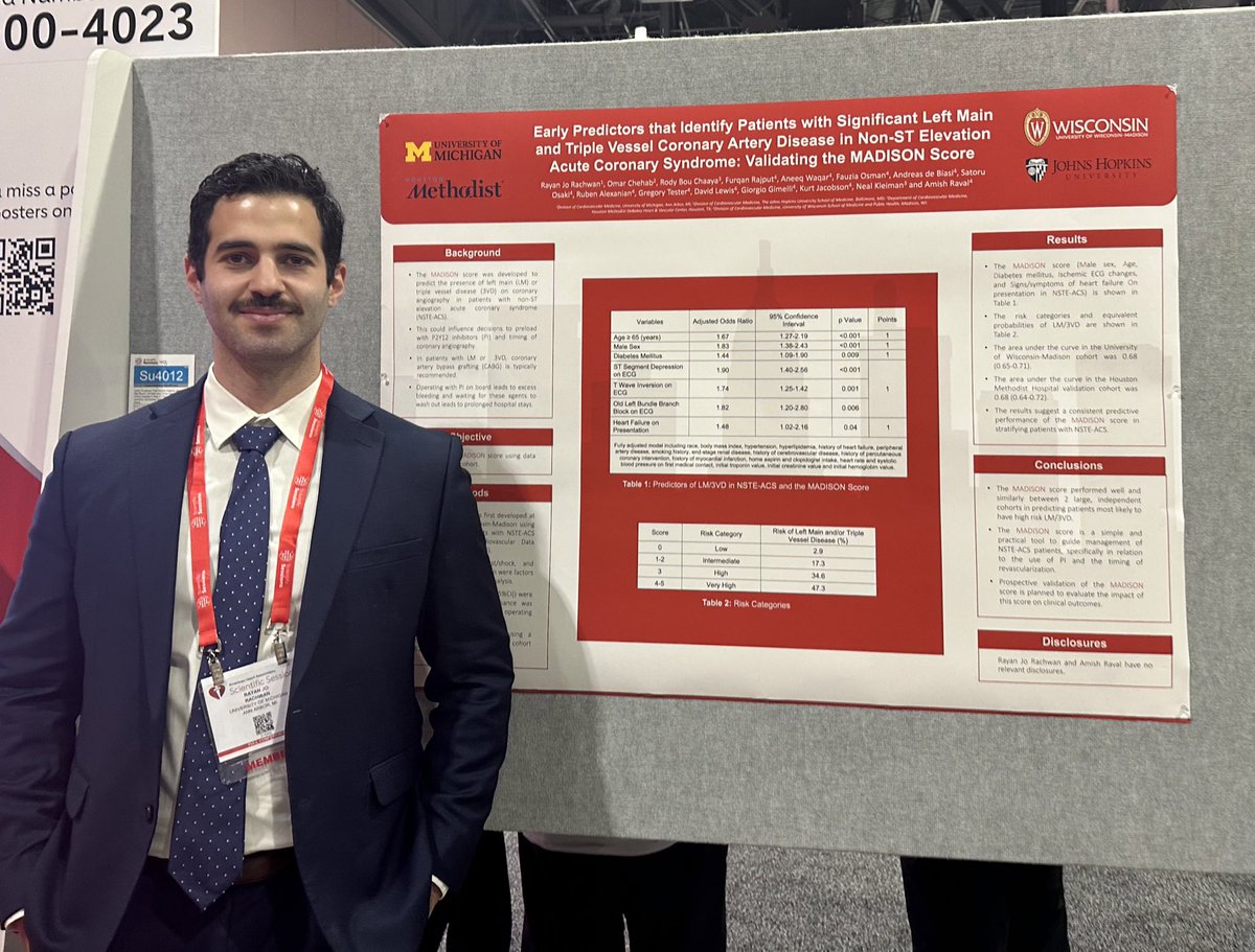 🫀 Presenting the preliminary validation of the MADISON Score at #AHA2023! @UMichCardiology @uw_cvm
