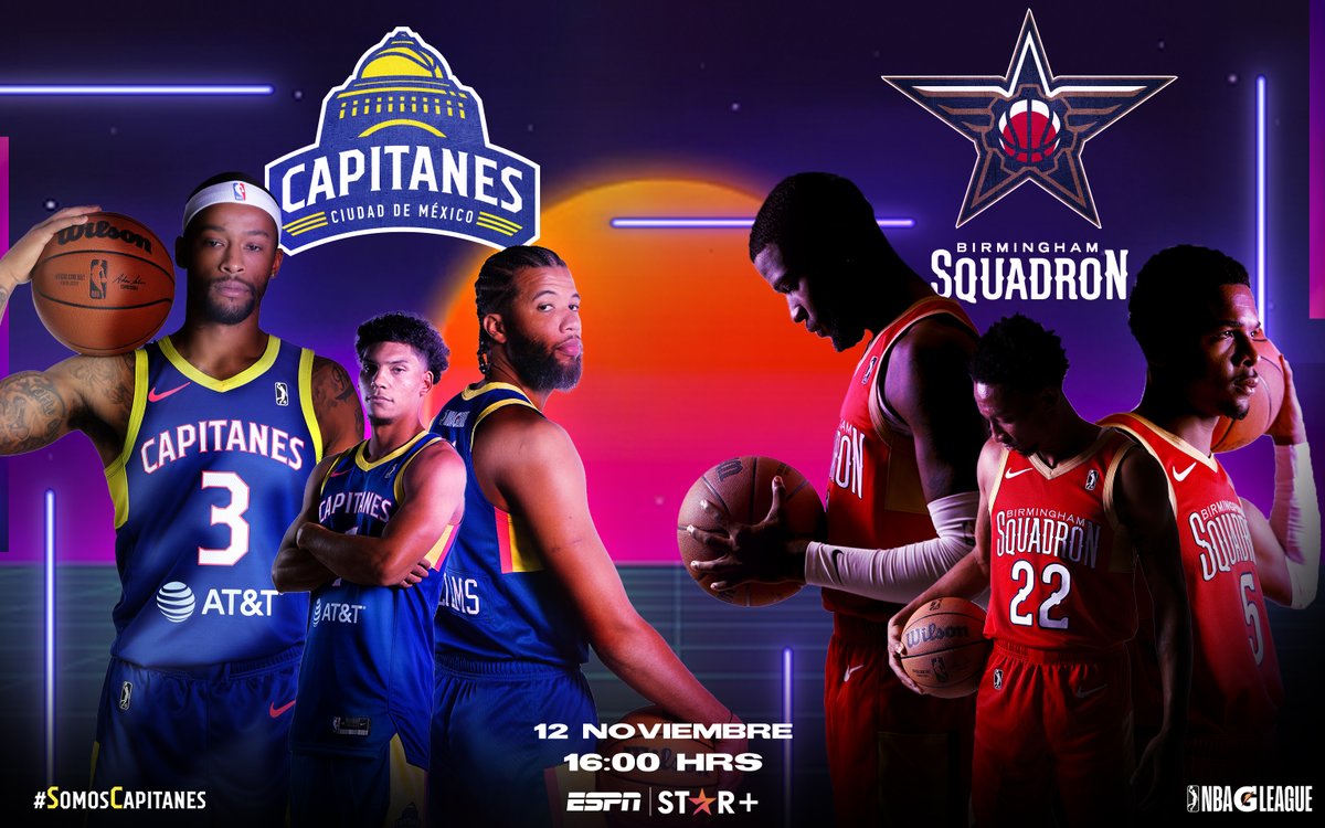 Capitanes CDMX (@capitanescdmx) on Twitter photo ¡¡Primer encuentro con Birmingham Squadron!! 🤩🔥
<a href="/GleagueSquadron/">Birmingham Squadron</a> 𝘃𝘀 𝗖𝗮𝗽𝗶𝘁𝗮𝗻𝗲𝘀
🗓| Domingo 12 de noviembre
🕰| 16:00 HRS
📍| Arena CDMX
📺| ESPN en STAR+
🎟️| bit.ly/3Y4DWHf
#SomosCapitanes ¡¡Primer encuentro con Birmingham Squadron!! 🤩🔥
<a href="/GleagueSquadron/">Birmingham Squadron</a> 𝘃𝘀 𝗖𝗮𝗽𝗶𝘁𝗮𝗻𝗲𝘀
🗓| Domingo 12 de noviembre
🕰| 16:00 HRS
📍| Arena CDMX
📺| ESPN en STAR+
🎟️| bit.ly/3Y4DWHf
#SomosCapitanes