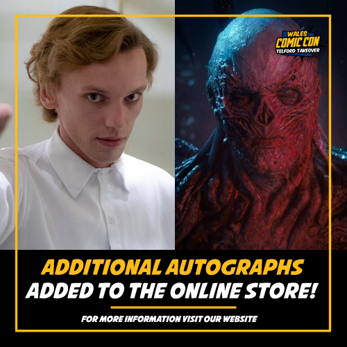 TelfordTakeover's tweet photo. Comic Con is officially next weekend and we are so excited to see you - We're also thrilled to confirm an additional and final group of autographs for the wonderful Jamie Campbell Bower are on sale right NOW! #TelfordTakeover #Vecna 🔥

Online Store ➡️ https://t.co/gRZTDoH7fF https://t.co/C61TwXolsE