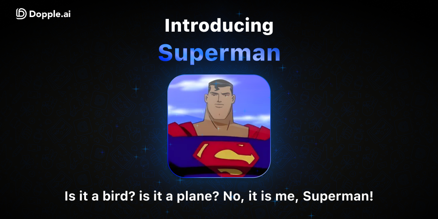 DoppleAi's tweet photo. It's a bird, it's a plane, it's .... yeah yeah, you know who. (It ain't Batman - but we got him too!) 🦸‍♂️ Ready to soar through Metropolis with the iconic superhero? #DoppleAI #Superman https://t.co/gqREgPES8u