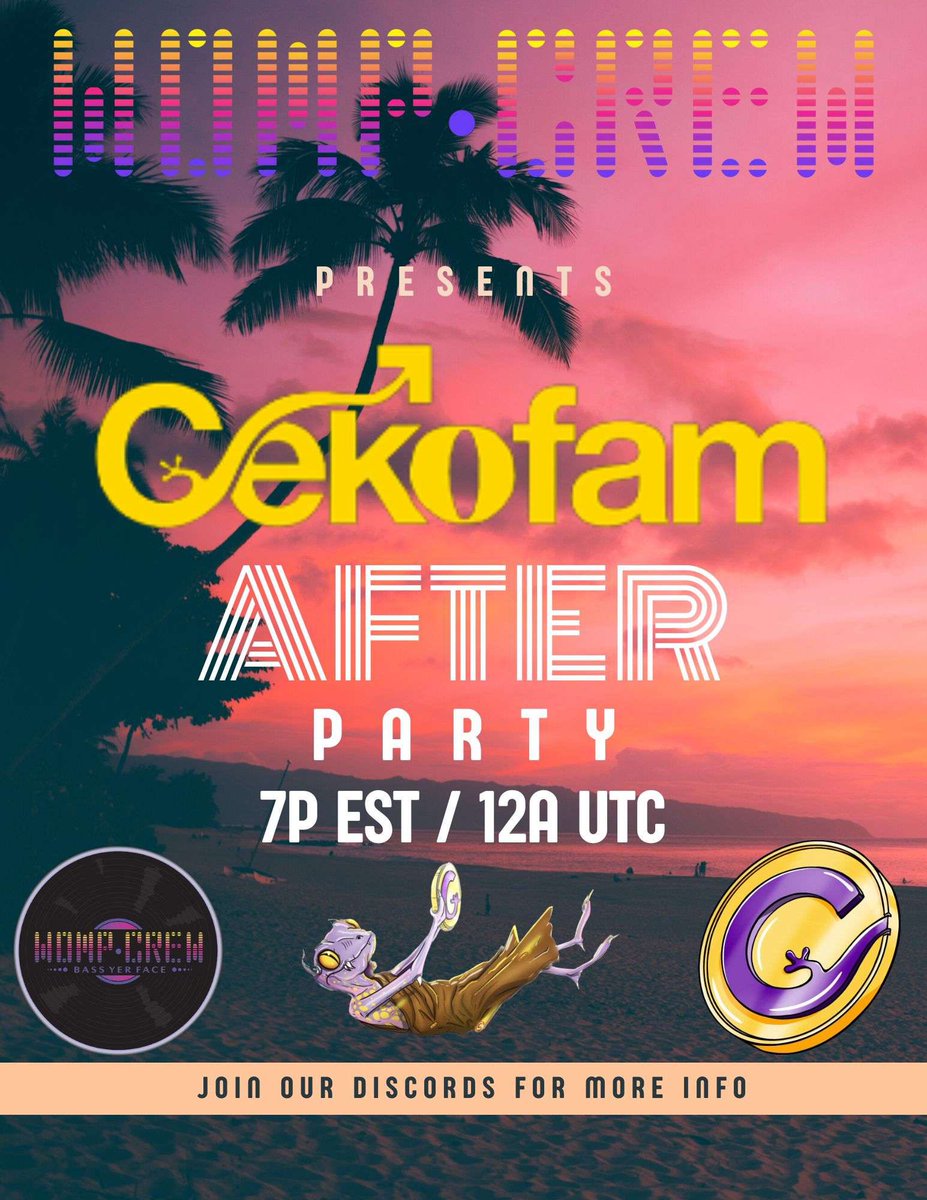 <a href="/Gekofam/">Gekofam.algo</a> party at 3:00p EST / 8:00p UTC we go live right after!

#Algorand #AlgoLFG #WompCrew