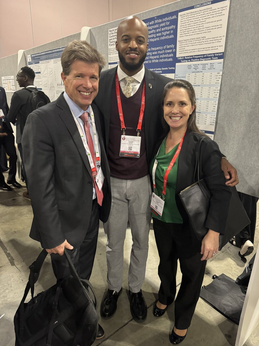 Dr. Spencer Carter (@theflydoc) presents his work on disparities in cardiovascular genetic testing with mentors Dr. Ann Marie Navar (@AnnMarieNavar) and Dr. Eric Peterson.
