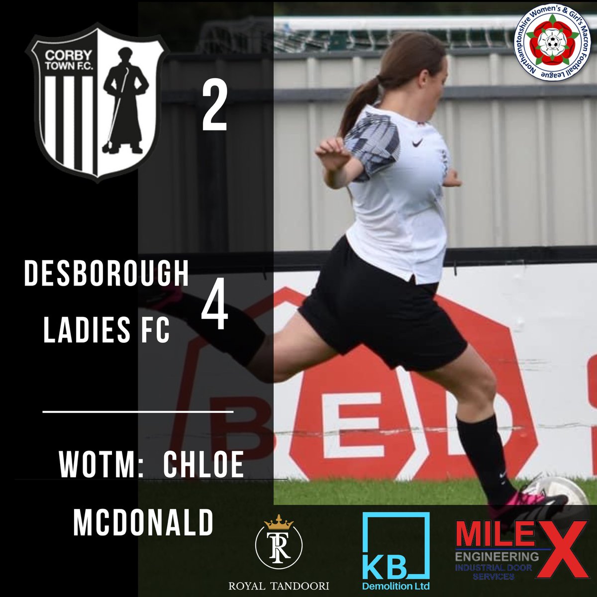 The Ladies lost to Desborough Ladies this afternoon. A game of many opportunities again but just couldn’t find the back of the net but a much more cohesive performance. WOTM goes to Chloe M for her solid performance at left back. Goal Scorers Ollie ⚽️ Courtney ⚽️
