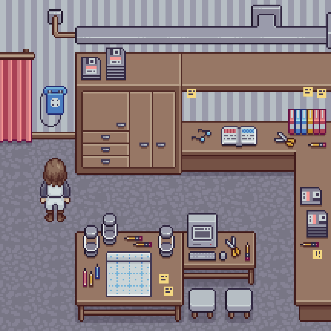 gossamore's tweet photo. Waiting for a customer to call ✨#cozygaming #retrogamer  #ドット絵 https://t.co/L6iO8UoIdr