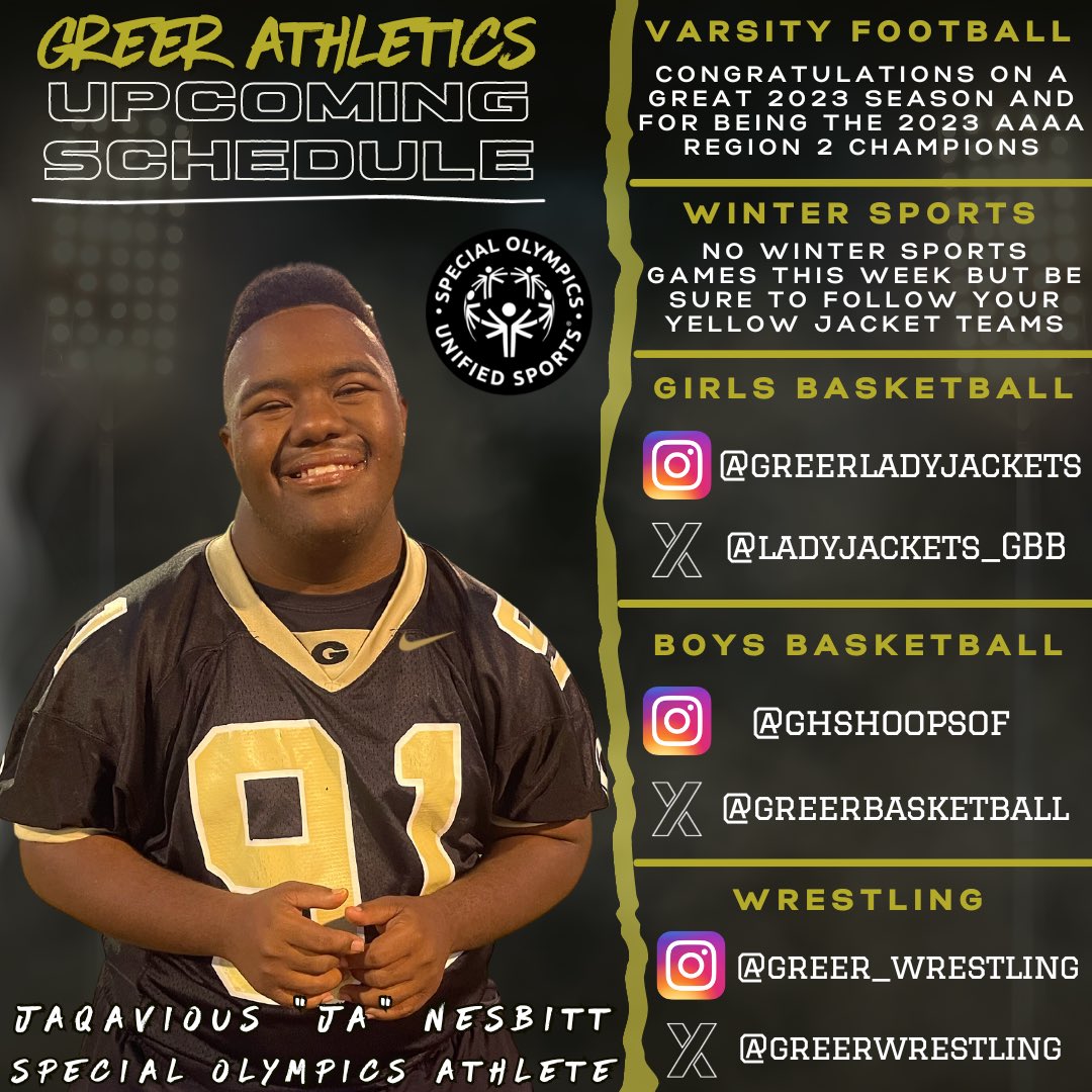 There are no winter sports games this week but be sure to follow your Yellow Jacket basketball and wrestling teams on social media. Congratulations to our varsity football team on a great 2023 season! Go Jackets!
