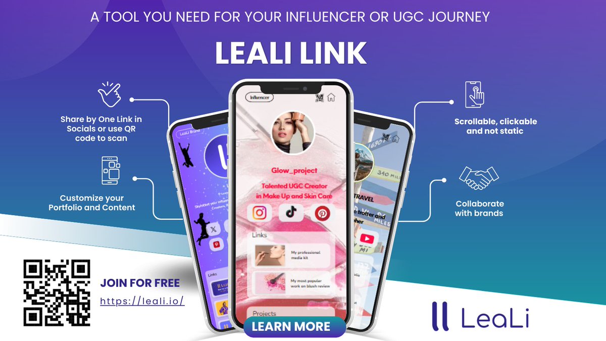 Transform Your Online Presence with LeaLi Link! Our platform is designed for influencers and UGC Creators who dare to stand out. Ready to make an impact?
Check out our own Link: leali.io/u/leali
How to join LeaLi: leali.io