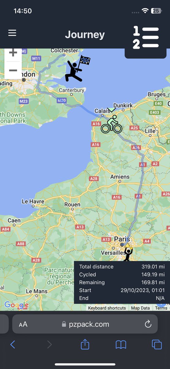 So I've made it to France on my virtual ride to Paris for <a href="/NickAlexanderMT/">The Nick Alexander Music Trust ⚡</a> the 90s ride I did today felt particularly appropriate, the last interval was to Song 2! #Colchester <a href="/blurofficial/">blur</a> @ColchesterRGS
