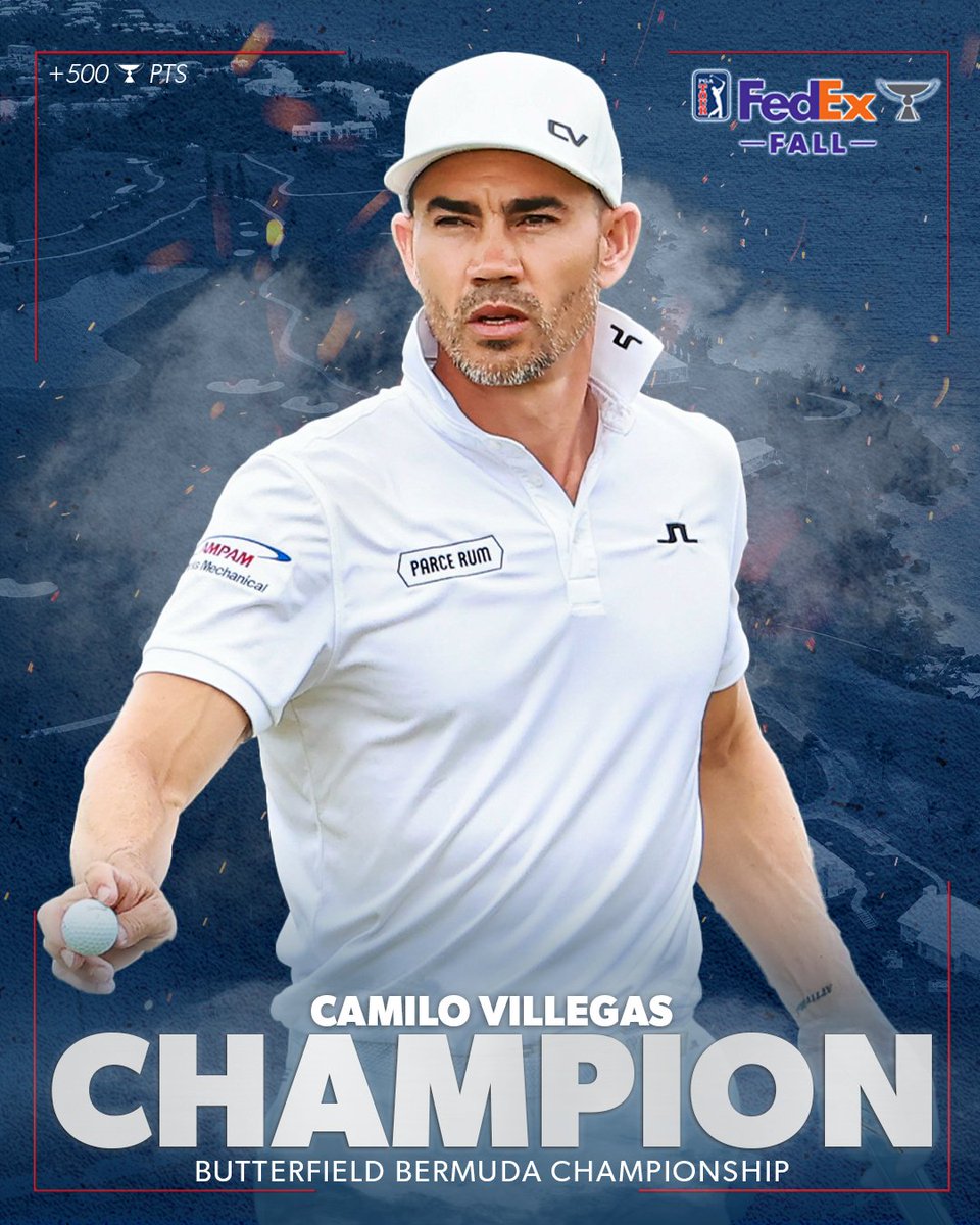PGATOUR's tweet image. 9 years since his last TOUR victory 🏆

@CamiloVillegasR is back in the winner’s circle @Bermuda_Champ!