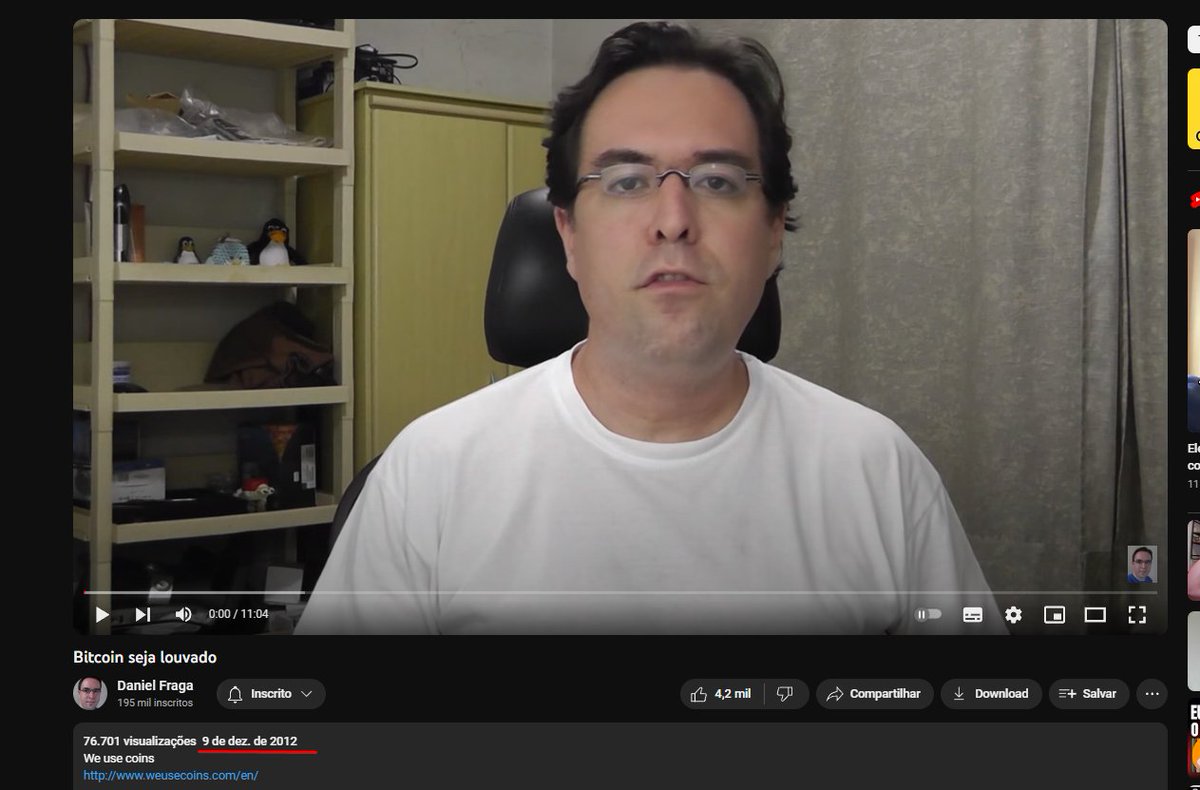 O primeiro vídeo sobre #Bitcoin publicado por um Youtuber Brasileiro  completará 11 anos no próximo dia 9 de dezembro. 