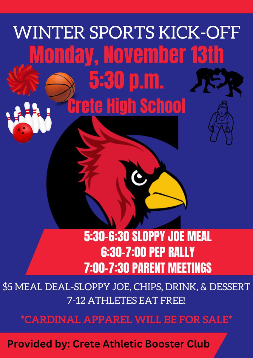 CreteBoosters's tweet image. Winter Sports Kickoff tomorrow night!!