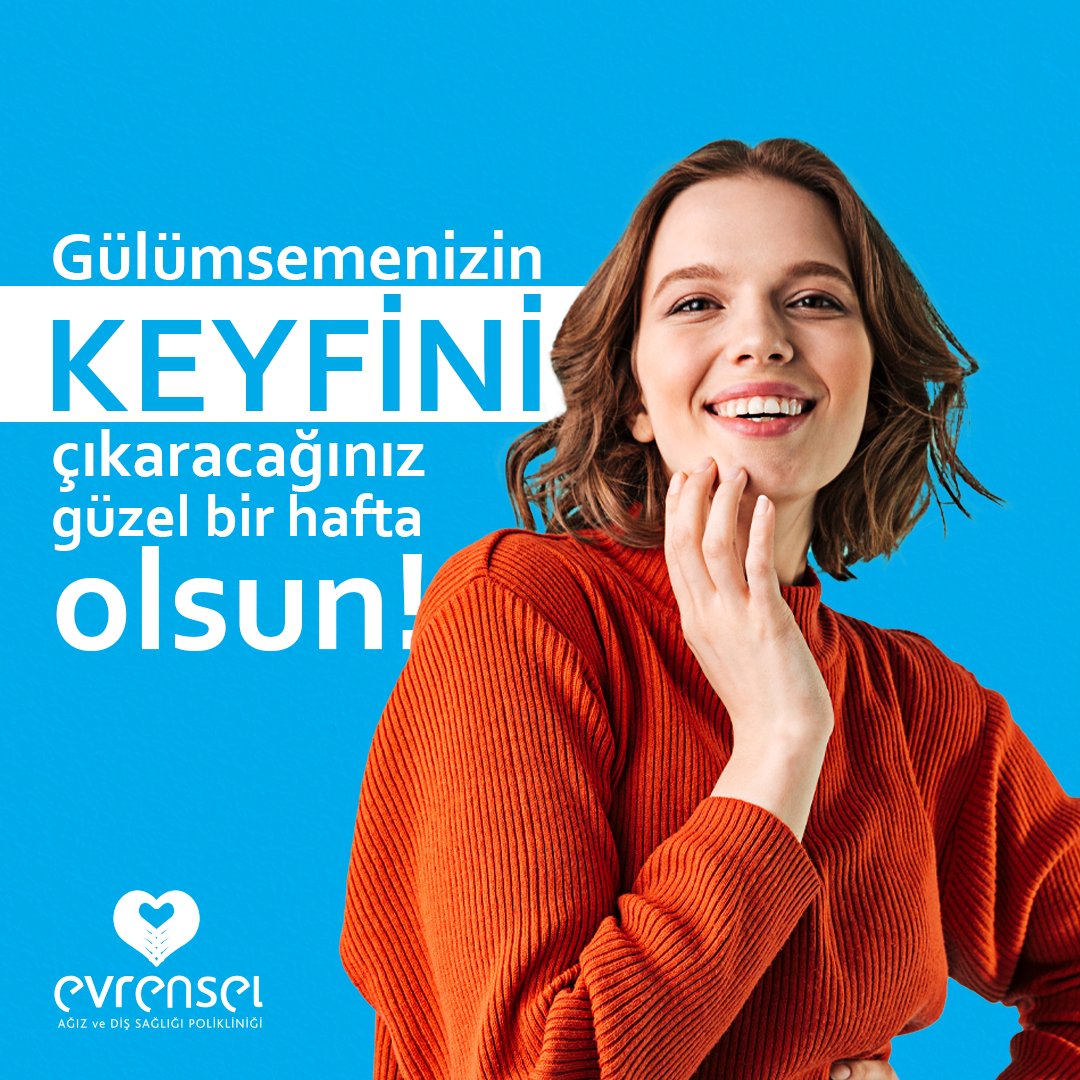Gülümsemenizin keyfini çıkaracağınız güzel bir hafta olsun.

#evrenseldiş #hayatagülümse #sağlıklıgülüşler #dişsağlığı #ağızsağlığı
