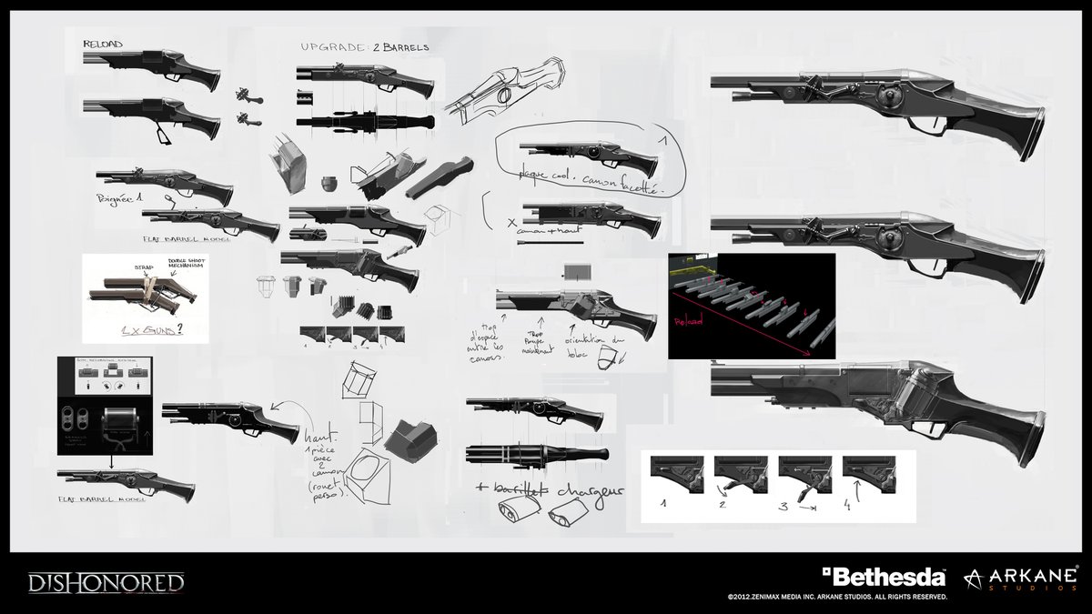 jlmonnet's tweet photo. Corvo's gun sketches,  researches, and final. #Dishonored https://t.co/gNqjvDHVkh