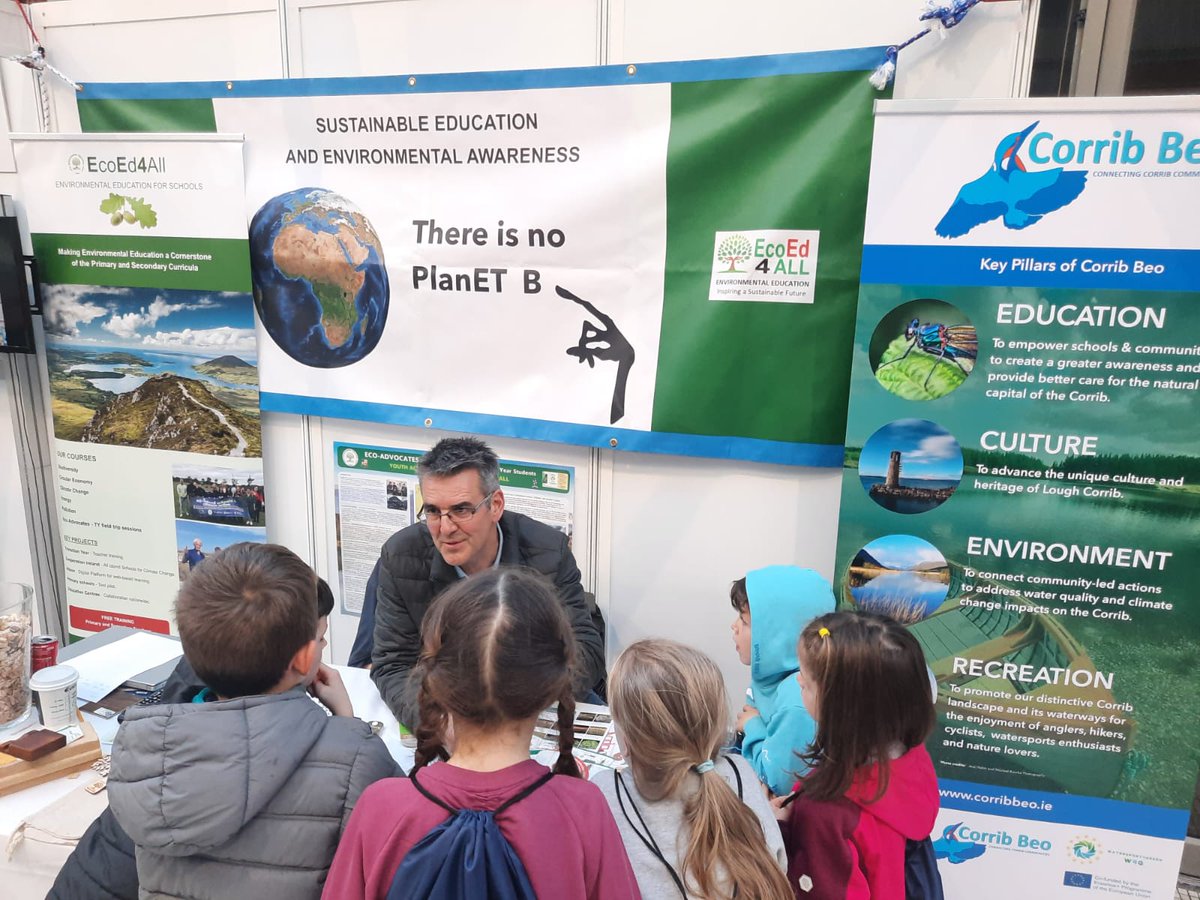 Future Young Scientists at the Galway Science Festival talking to John O'Sullivan of EcoEd4All.