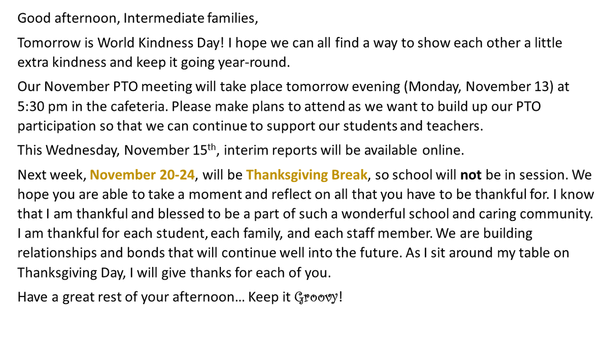 MillingtonInte2's tweet photo. 🦃Callout for 11/13-17🦃
#MIS #MotivateInspireSucceed   #PTO  #ThanksgivingBreakisNear https://t.co/aILOhmoFmG
