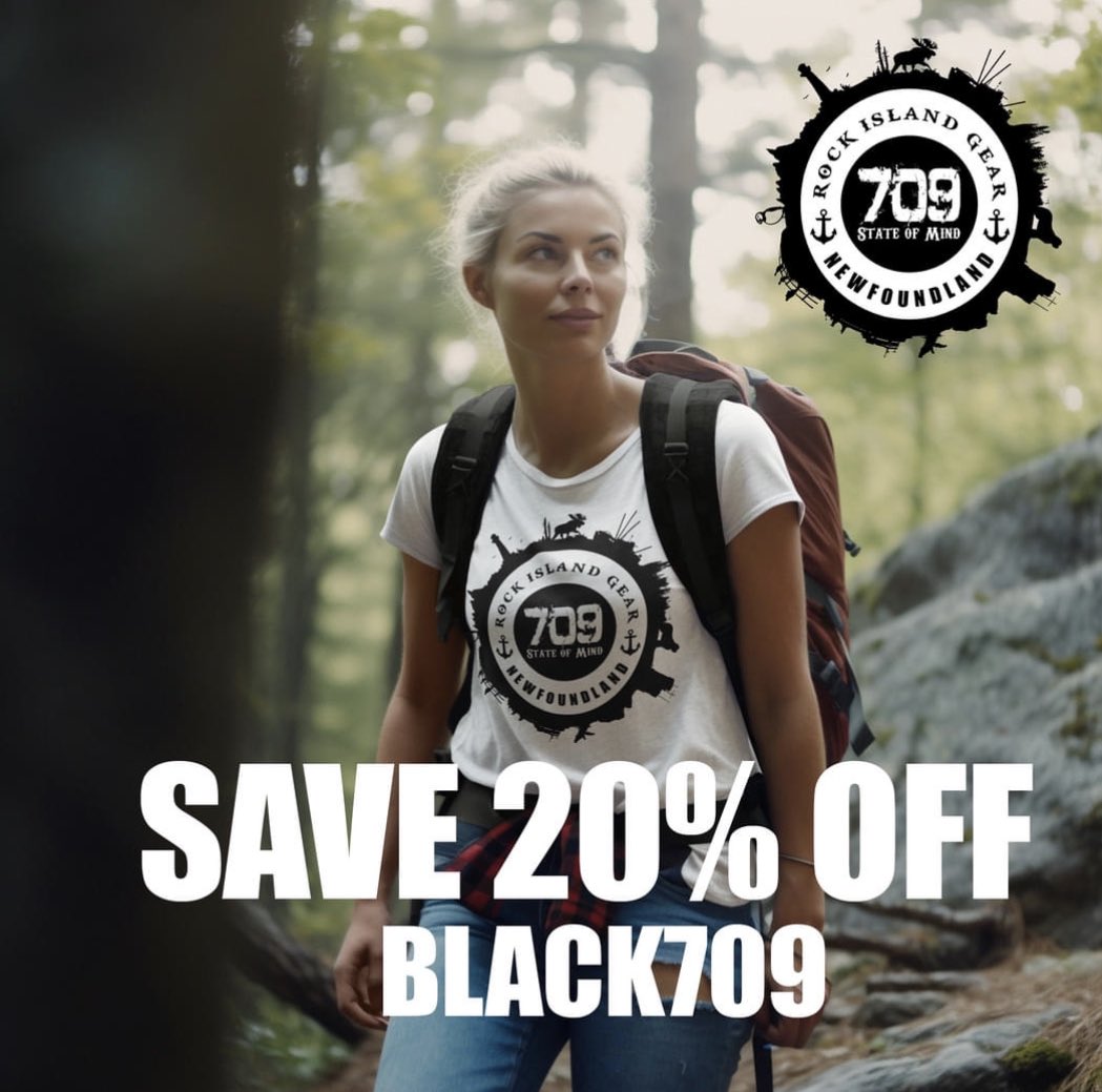RockIslandGear's tweet photo. ⚫️🌟 Black Friday Vibes! 🌟⚫️
Save 20% on your fave 709 State of Mind gear at Rock Island Gear! 🚀 Use code BLACK709 at checkout. Hurry, deal ends Nov 30. Elevate your style with Newfoundland pride!
https://t.co/UxbMZpv7ga
#BlackFriday #709StateofMind #RockIslandGear 🪨⚓ https://t.co/9EsRZsjjrc