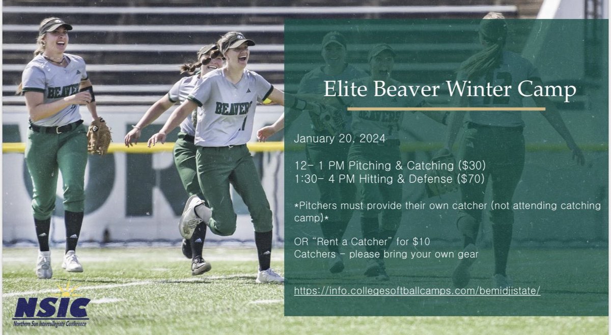Mark your calendars for our Winter Camp in January! See you there! info.collegesoftballcamps.com/bemidjistate/