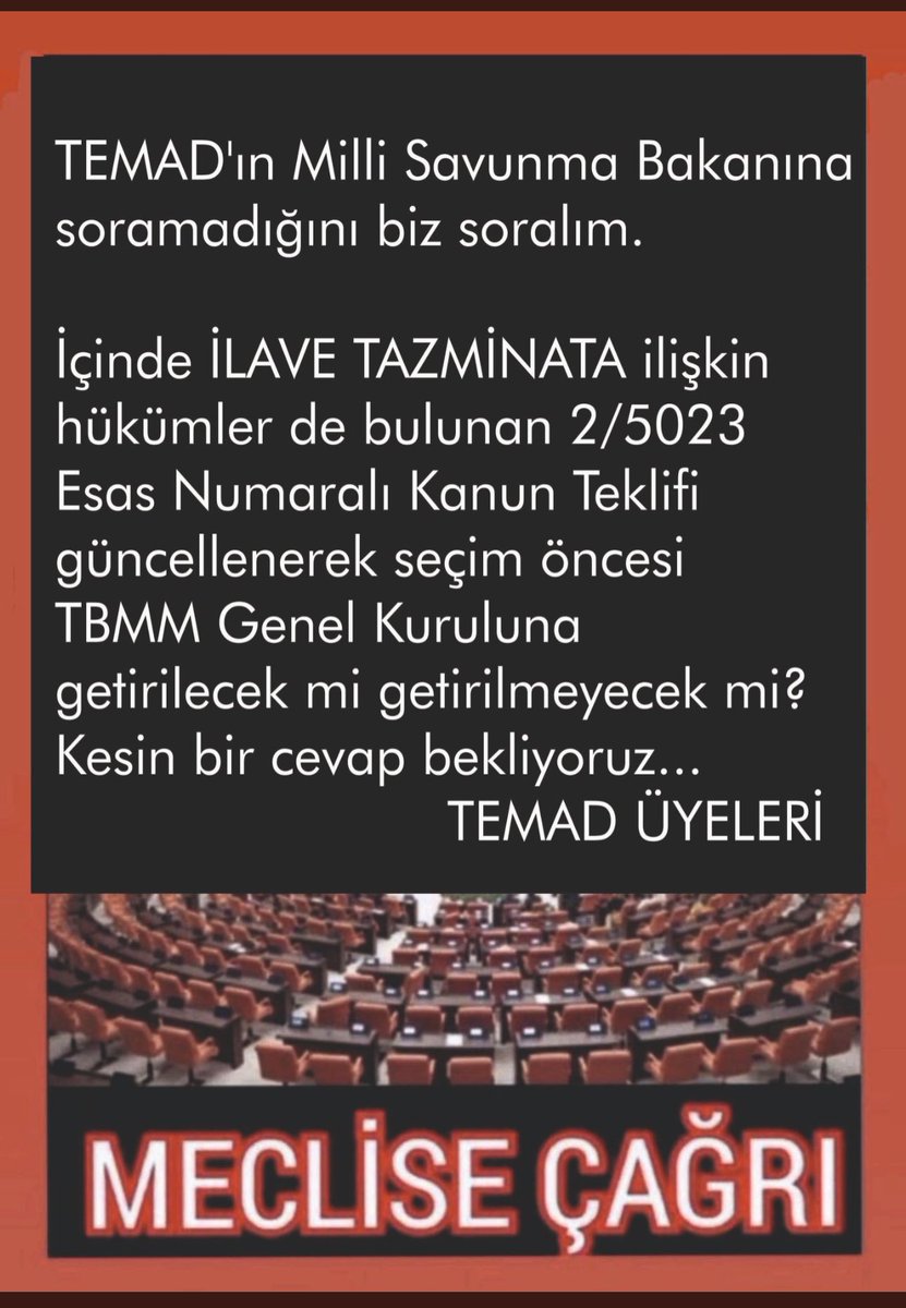 Cevap bekliyoruz.
@tcsavunma
@temadankara
@TBMMresmi
@TBMMGenelKurulu
#AstsubaylarTekYürek 
#AstsubaylarTakipleşiyor