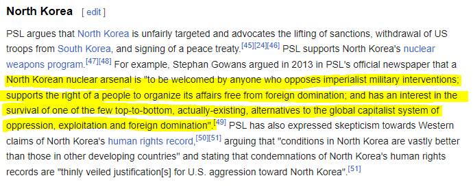 Marowowe's tweet photo. @mouseabolition she seems awesome but the more i read about PSL the more dubious i get... seems revisionist of anything that might criticize existing forms of socialism. from the PSL wikipedia page https://t.co/Tm3ARkP3Lq