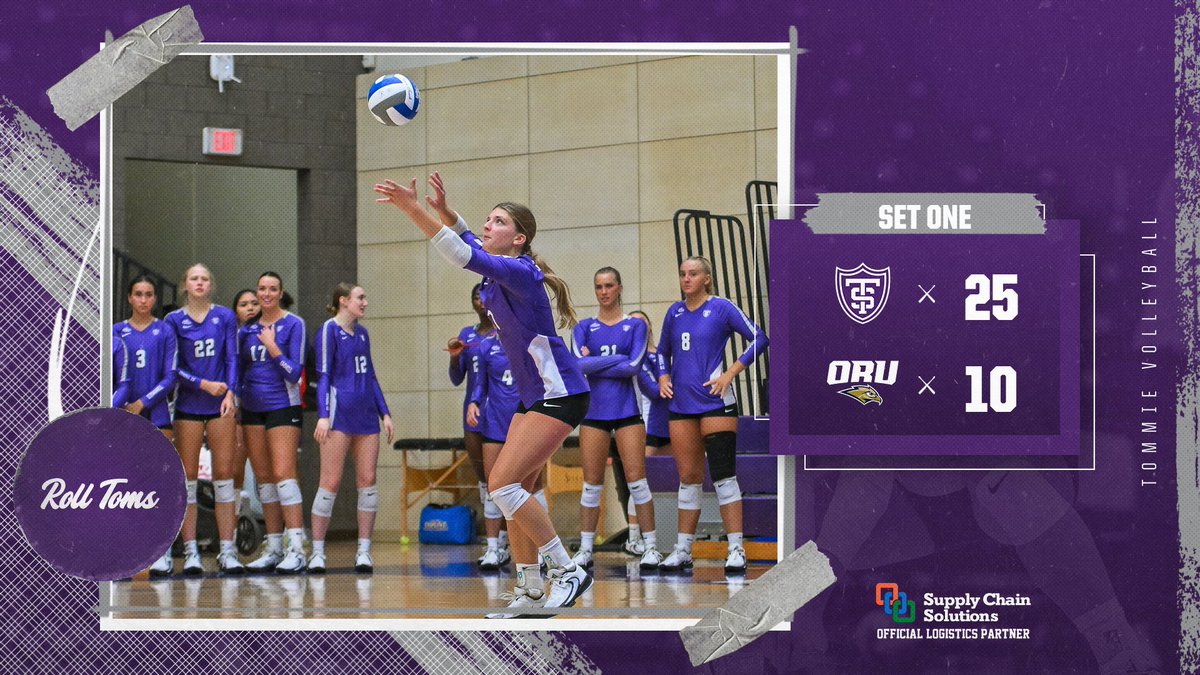 Tommievball's tweet image. Tommies take the first set!!

#RollToms | #SummitVB