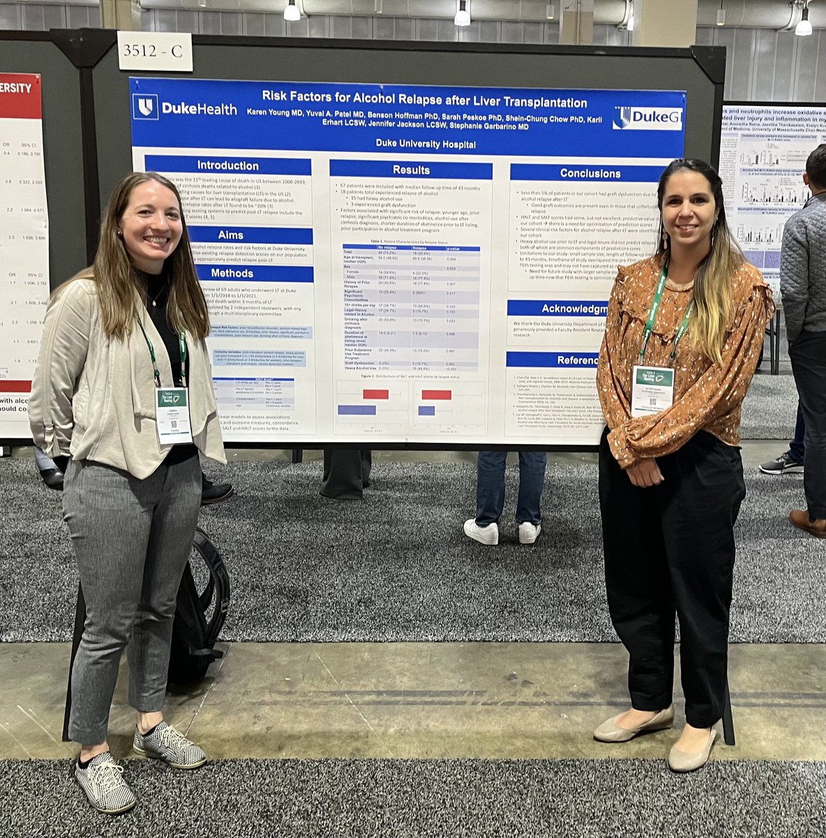 Huge congratulations to this rising liver 👸 and my mentee Karen Young on her poster at #TLM23 #AASLD Exploring the important topic of risk factors and scoring tools for 🍷 relapse after #livertransplant #ALD @IMResidencyDuke @Duke_GI_